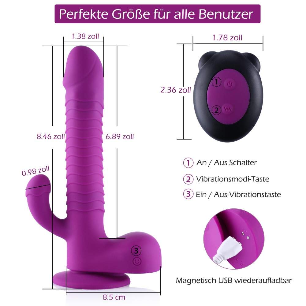 G Spot Vibrating Dildo Vibrator for Women Clitoral & Anal Stimulation with Remote Controller