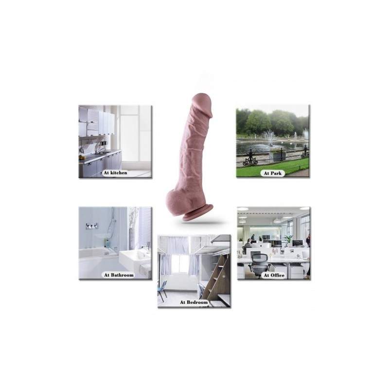 Premium Silicone Dildo,Realistic Penis With Suction Cup (Large)