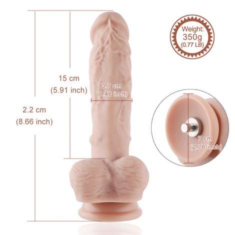 8.6" Original Silicone Dildo For Hismith Sex Machine With KlicLok Connector, 5.9" Insertable Length