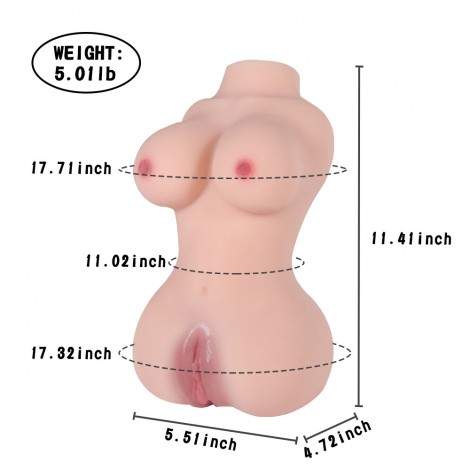 SINLOLI 2.3kg Lifelike Mini Sex Doll for Male Masturbator, Adult Toy Women Torso Sex Toy with Skeleton Pussy Ass TPE Doll