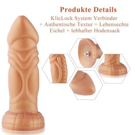 Hismith 8.25" Slightly Curved Silicone Dildo With KlicLok Systemfor Hismith Premium Sex Machine - Monster Series