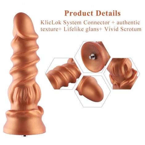 Hismith 8.46" Spiral Grain Silicone Dildo With KlicLok System For Hismith Premium Sex Machine - Monster Series