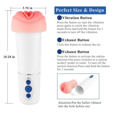 Virgin Pocket Pussy, 5 Suction Strengths and 10 Vibration Modes Automatic Male Masturbator Cup with Hymen for Men Masturbation