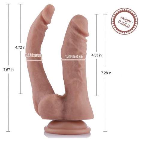 7.28" Double Penis Silicone Dildo For Premium Sex Machine With KlicLok System