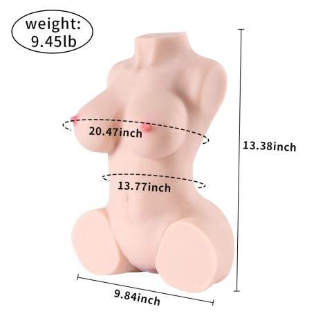 SINLOLI Rolan 4.3kg Realistic 3D Male Masturbator, Half Body Sex Doll with Vagina and Anal