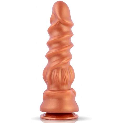 Realistic Dildo, 9 Inch Spiral and Muscle Premium Silicone Giant Penis with Strong Suction Cup for Hands-Free